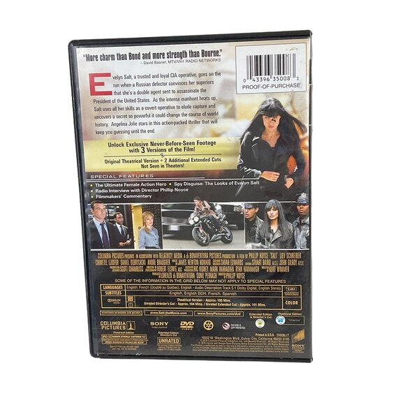 Salt Starring Angelina Jolie Deluxe Unrated Edition DVD - Picture 2 of 3